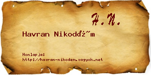 Havran Nikodém névjegykártya